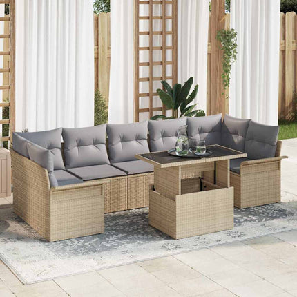 Havesofa Sæt 8 stk. Beige polyrattan