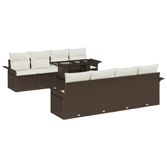 Havesofa Sæt 9 stk. Brun polyrattan