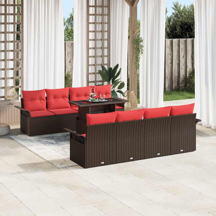 Havesofa Sæt 8 stk. Brun polyrattan