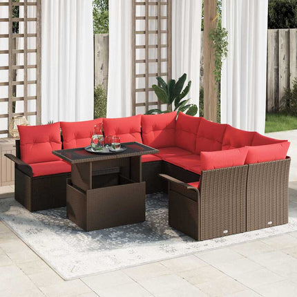 Havesofa Sæt 9 stk. Brun polyrattan