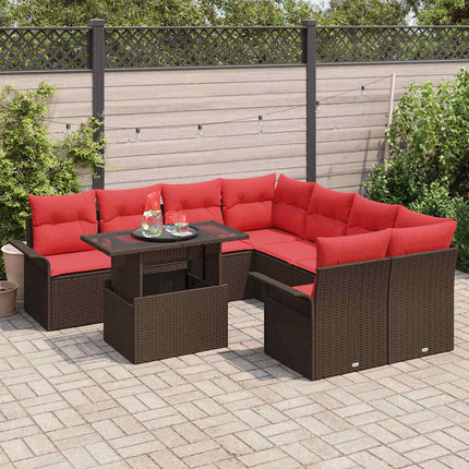 Havesofa Sæt 9 stk. Brun polyrattan