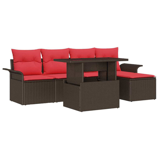 Havesofa Sæt 6 stk. Brun polyrattan