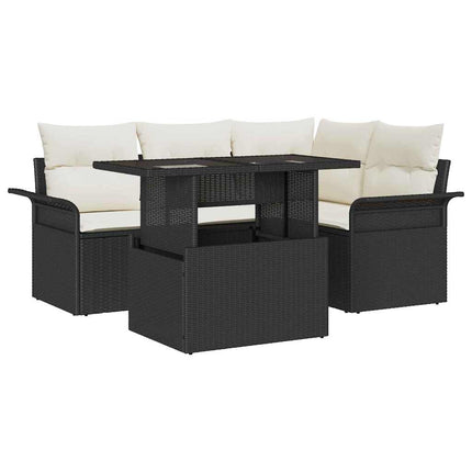Havesofa Sæt 5 stk. Sort polyrattan