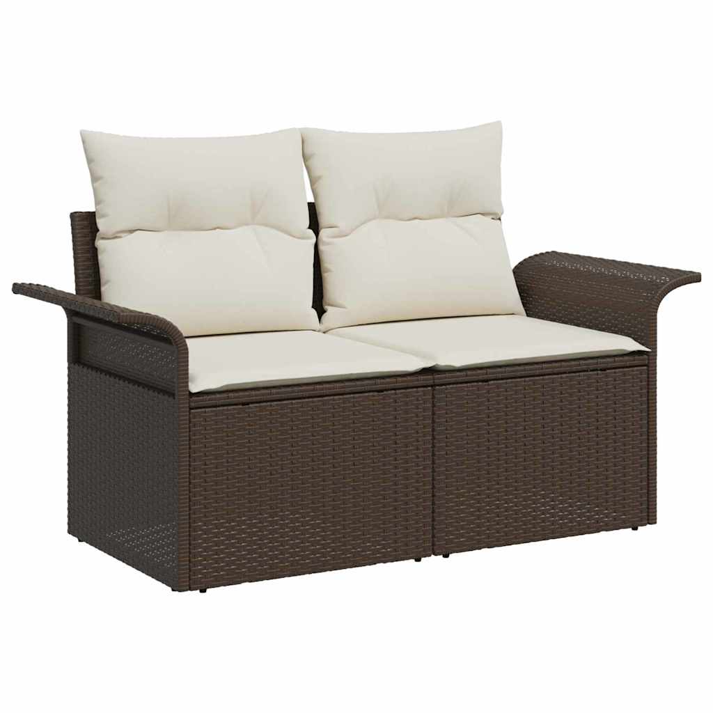 Havesofa Sæt med pude 5 pcs Brun Poly rattan