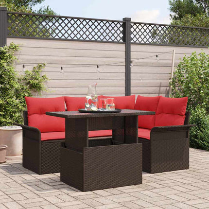 Havesofa Sæt 5 stk. Brun polyrattan