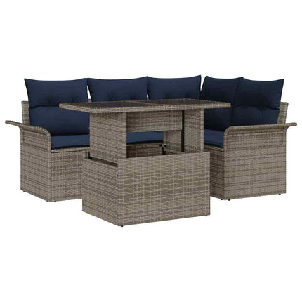 Havesofa Sæt 5 stk. Grå polyrattan
