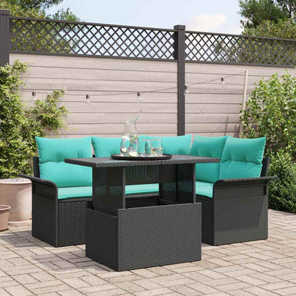 Havesofa Sæt 5 stk. Sort polyrattan