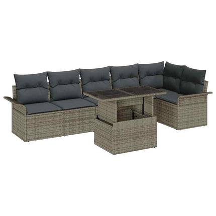 Havesofa Sæt 7 stk. Grå polyrattan