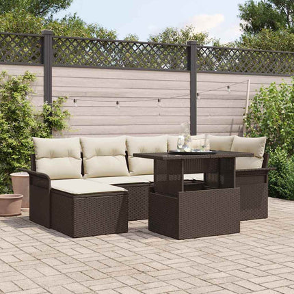 Havesofa Sæt 7 stk. Brun Poly rattan