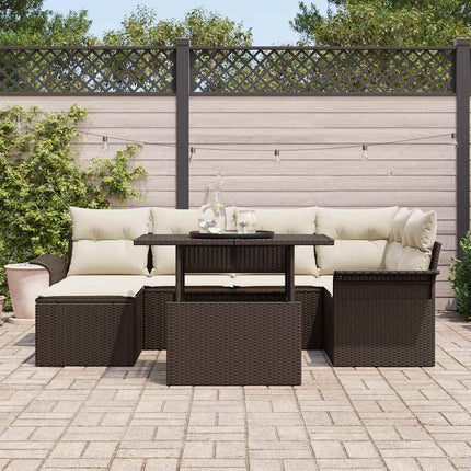 Havesofa Sæt 7 stk. Brun Poly rattan