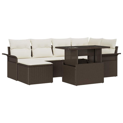 Havesofa Sæt 7 stk. Brun Poly rattan