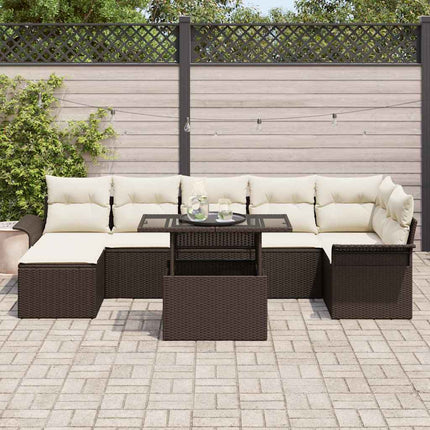 Havesofa Sæt 8 stk. Brun Poly rattan