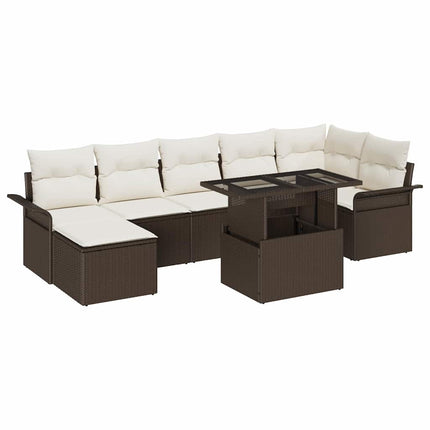Havesofa Sæt 8 stk. Brun Poly rattan