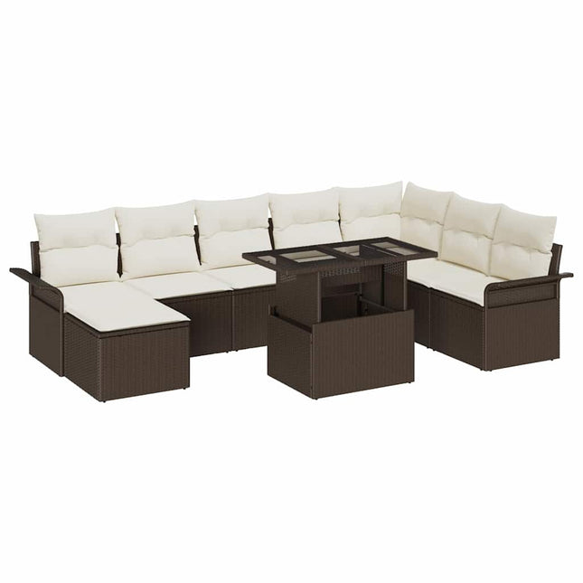 Havesofa Sæt 9 stk. Brun polyrattan