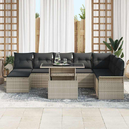 Havesofa Sæt 9 stk. Lysegrå polyrattan