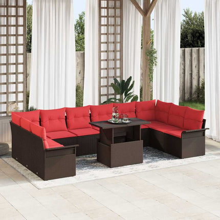 Havesofa Sæt 11 stk. Brun Poly rattan
