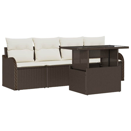 Havesofa Sæt 5 stk. Brun Poly rattan