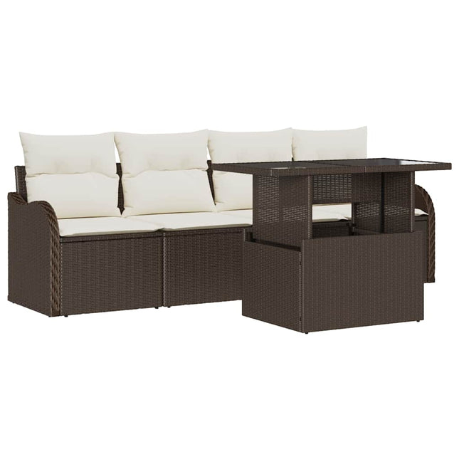 Havesofa Sæt 5 stk. Brun Poly rattan