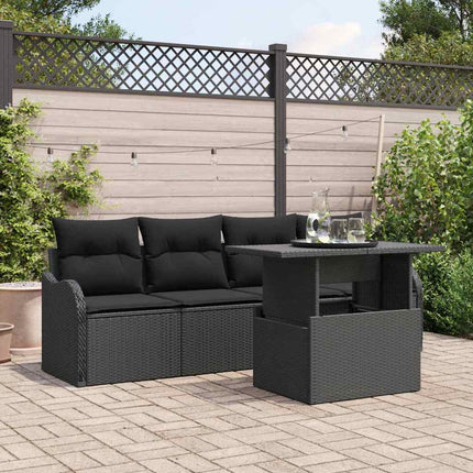 Havesofa Sæt 5 stk. Sort Poly rattan