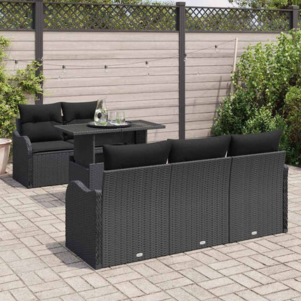 Havesofa Sæt 6 stk. Sort polyrattan
