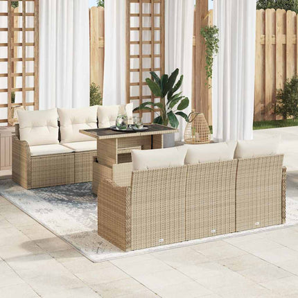 Havesofa Sæt 7 stk. Beige polyrattan