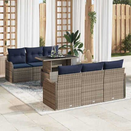 Havesofa Sæt 7 stk. Grå polyrattan