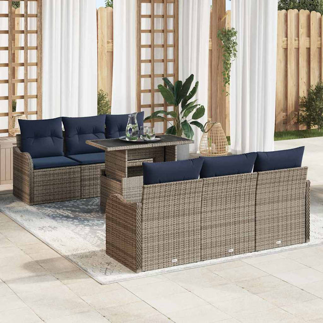 Havesofa Sæt 7 stk. Grå polyrattan