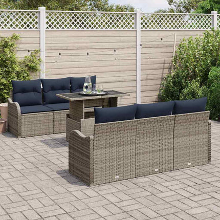Havesofa Sæt 7 stk. Grå polyrattan