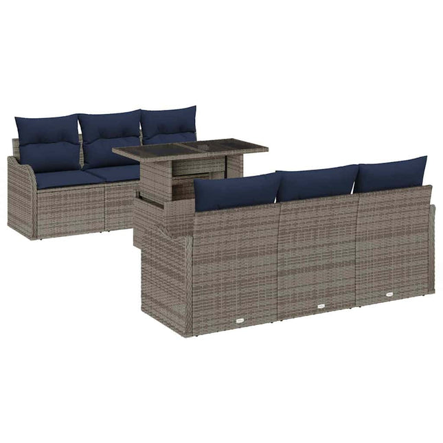 Havesofa Sæt 7 stk. Grå polyrattan