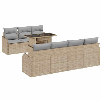 Havesofa Sæt 8 stk. Beige polyrattan