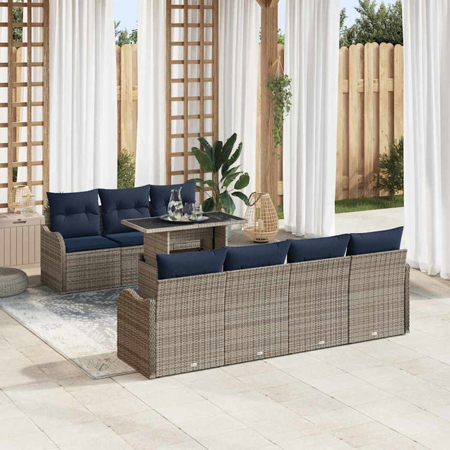 Havesofa Sæt 8 stk. Grå polyrattan