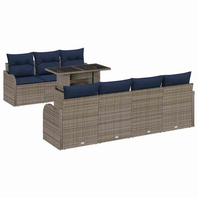 Havesofa Sæt 8 stk. Grå polyrattan