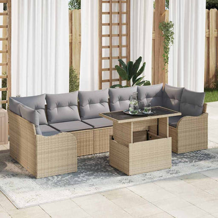 Havesofa Sæt 8 stk. Beige polyrattan
