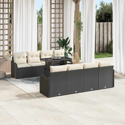Havesofa Sæt 7 stk. Sort polyrattan