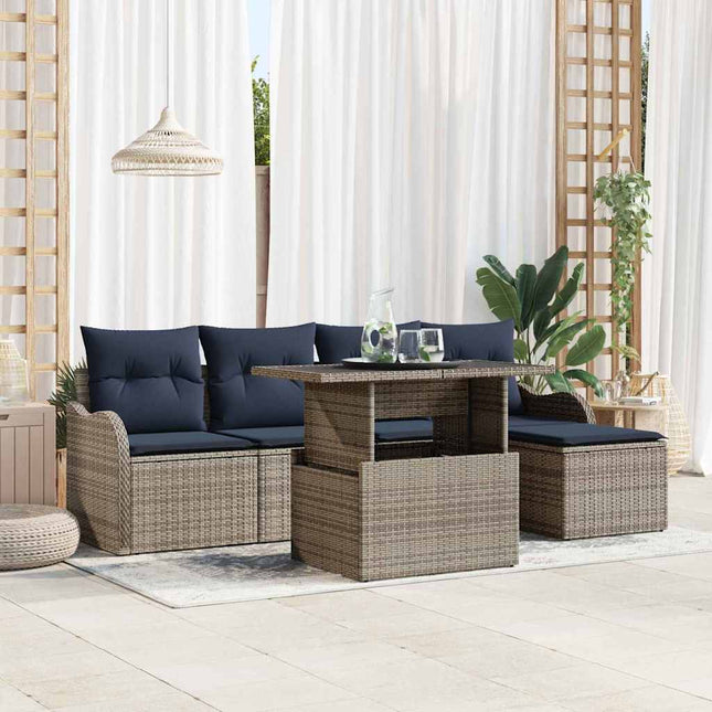 Havesofa Sæt 6 stk. Grå polyrattan