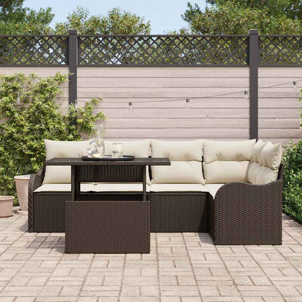 Spisestuesæt 6 stk. Brun Poly rattan