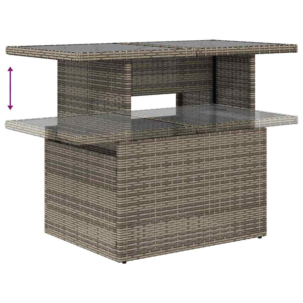Sofa Sæt med pude 7 pcs Grå Poly rattan