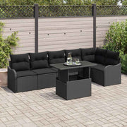 Sofa Sæt med pude 7 pcs Sort Poly rattan