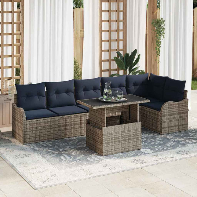 Havesofa Sæt 7 stk. Grå polyrattan