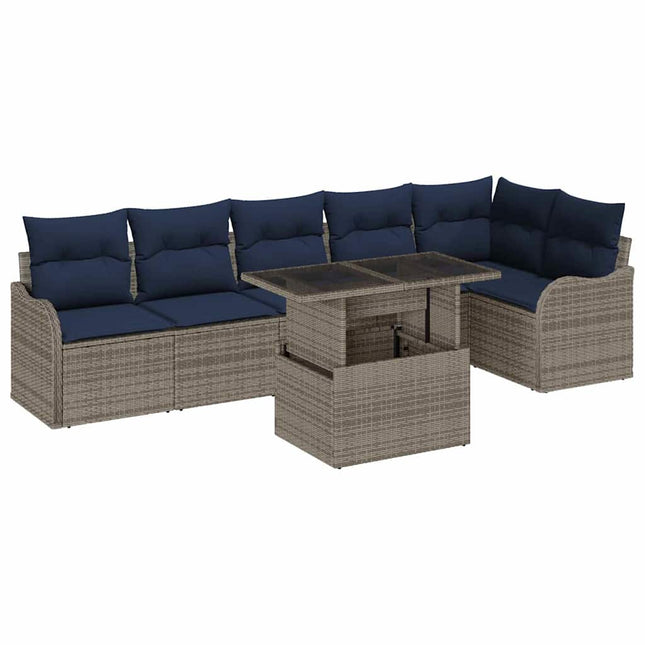 Havesofa Sæt 7 stk. Grå polyrattan