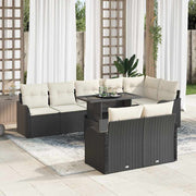 Lounge sæt med pude 9 pcs Sort Poly rattan