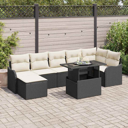 Havesofa Sæt 8 stk. Sort Poly rattan