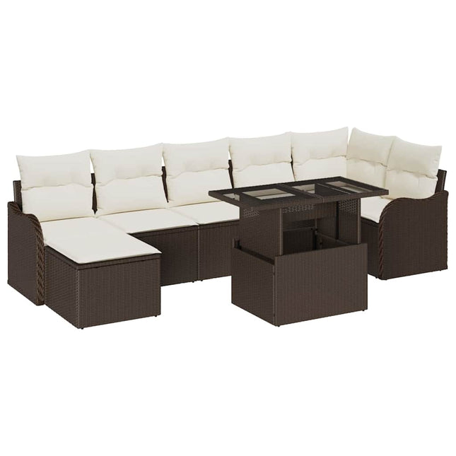 Havesofa Sæt 8 stk. Brun Poly rattan