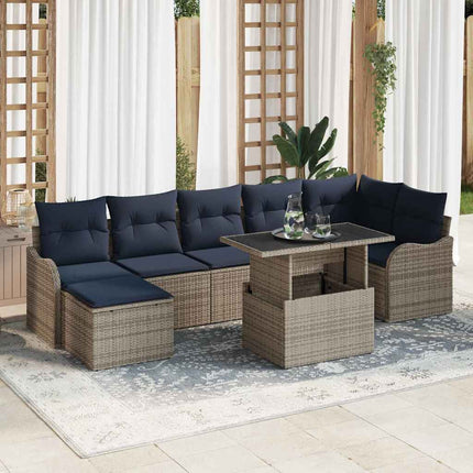 Havesofa Sæt 8 stk. Grå Poly rattan