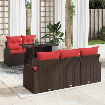 Havesofa Sæt 6 stk. Brun polyrattan