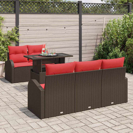 Havesofa Sæt 6 stk. Brun polyrattan