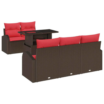 Havesofa Sæt 6 stk. Brun polyrattan