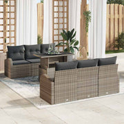 Havesofa Sæt med pude 7 pcs Grå Poly rattan