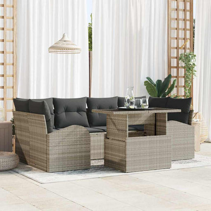 Havesofa Sæt 7 stk. Lysegrå polyrattan