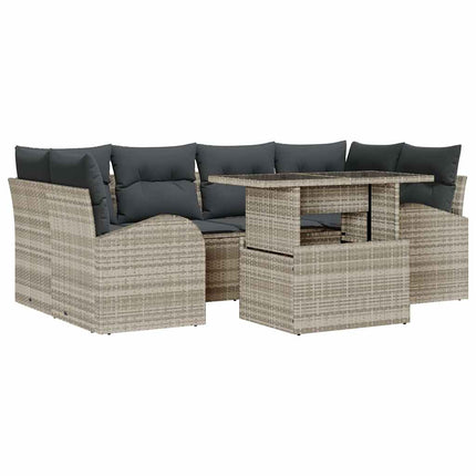 Havesofa Sæt 7 stk. Lysegrå polyrattan